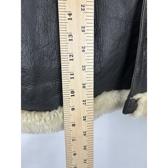 VTG Runway XL Gen. Shearling Leather Jacket Pure Wool Lining Aviator Bomber Coat - Picture 6 of 16